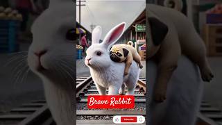 Brave Rabbit Save Injured Pug on Train Track A Story of Friendship #TrueKhanAI #braverabbit
