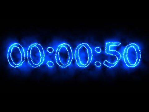 Blue smoke neon timer 50 seconds (stopwatch)