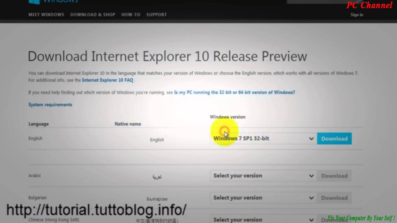 Come installare Internet Explorer 10 su Windows 7 - YouTube
