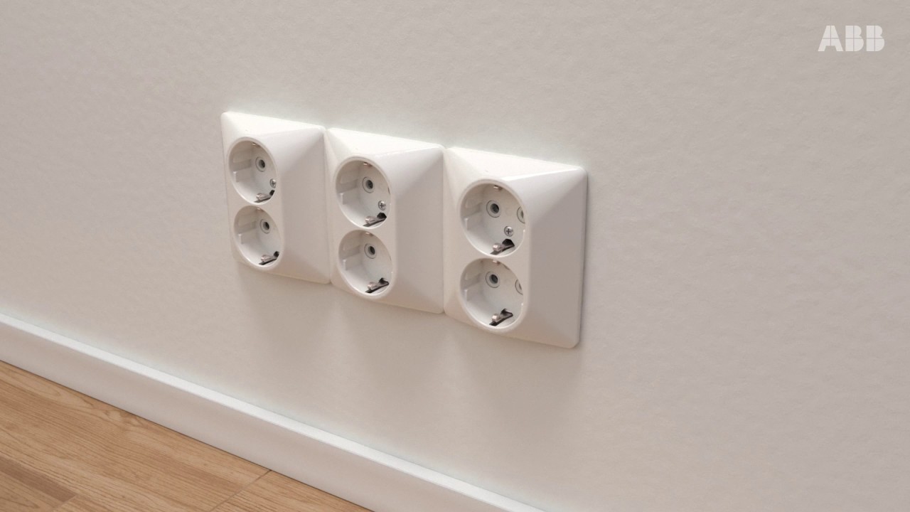 ABB Smartboks installasjon for doble separate stikkontakter montert inntil hverandre