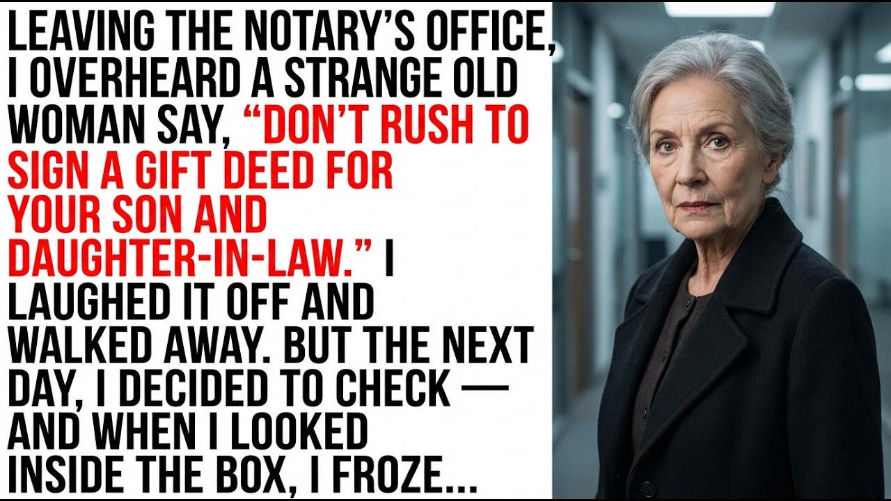 Leaving the notary, I heard a poor woman whisper: “Don’t sign it over to your son…”