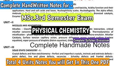 MSc.3rd Sem.Notes & Syllabus Discussion | PHYSICAL Chemistry |Complete Handwritten Notes #mscnotes