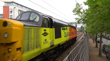 Class 37099 & 37057 "Barbara Arbon" seen in Bow area,East London,heading to London Liverpool Street