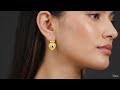 Gold Heart Shaped Earrings with Black Swarovski Crystal Accent on Model