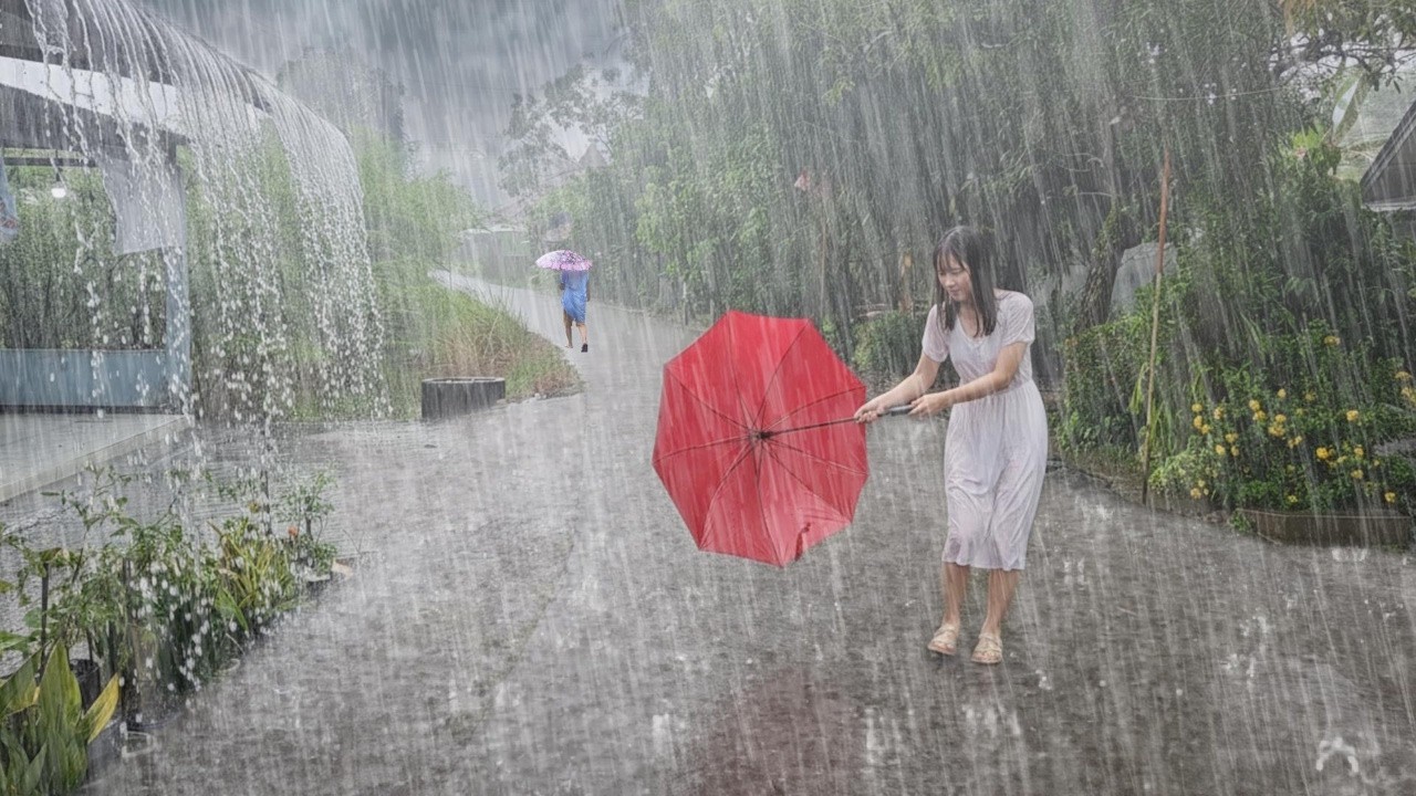 Heavy Rain Walk During a Thunderstorm Walking in Heavy Rain for Sleep ...