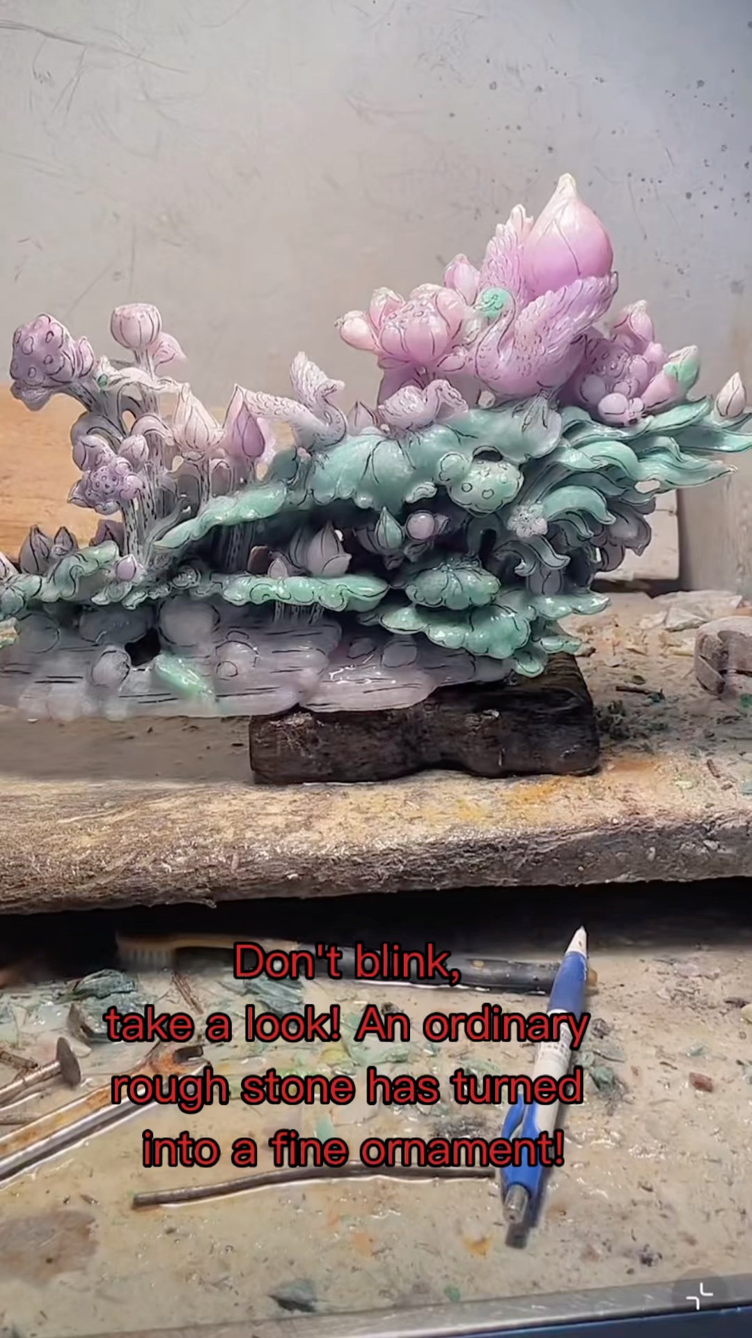 春彩翡翠裂料逆袭｜玉雕大师化腐朽为神奇✨Spring‑Color Flawed Jade
