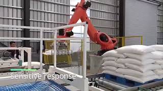 Robot Palletizer Rice Cement Seed Nuts Bags Box Palletizing Repeat positioning accuracy is only0.05