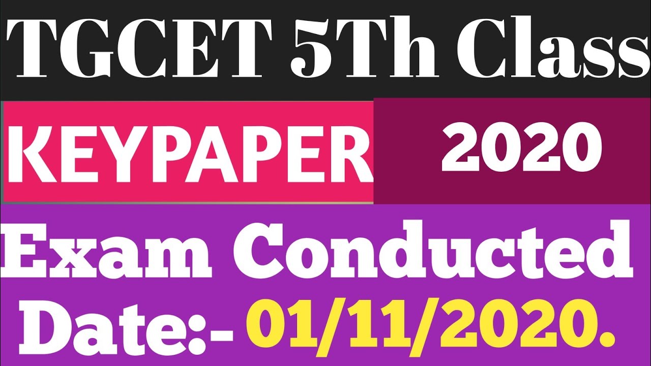 TGCET 5th Class Keypaper 2020 // Exam conducted date:-01/11/2020.