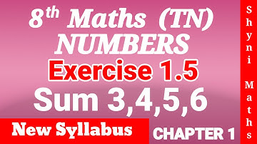 8th maths chapter 1 exercise 1.5 question (3,4,5,6) tn samacheer shyni maths