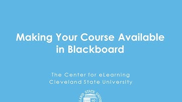 Making Your Course Available in Blackboard