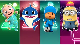 CoComelon vs Baby Shark vs Pocoyo vs Minions. Tiles Hop EDM Rush!