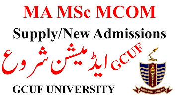 MA MSc MCOM Supply & New Admissions GCUF | GCUF MA MSc Admissions 2023