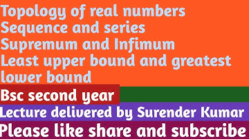 Topology of real numbers, Least upper bound, Greatest lower bound,Infimum and supremum bsc 2nd year