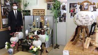 宇都宮市・精霊棚と盆提灯・飾り方の例を店内でわかりやすく展示しております・しんえい堂