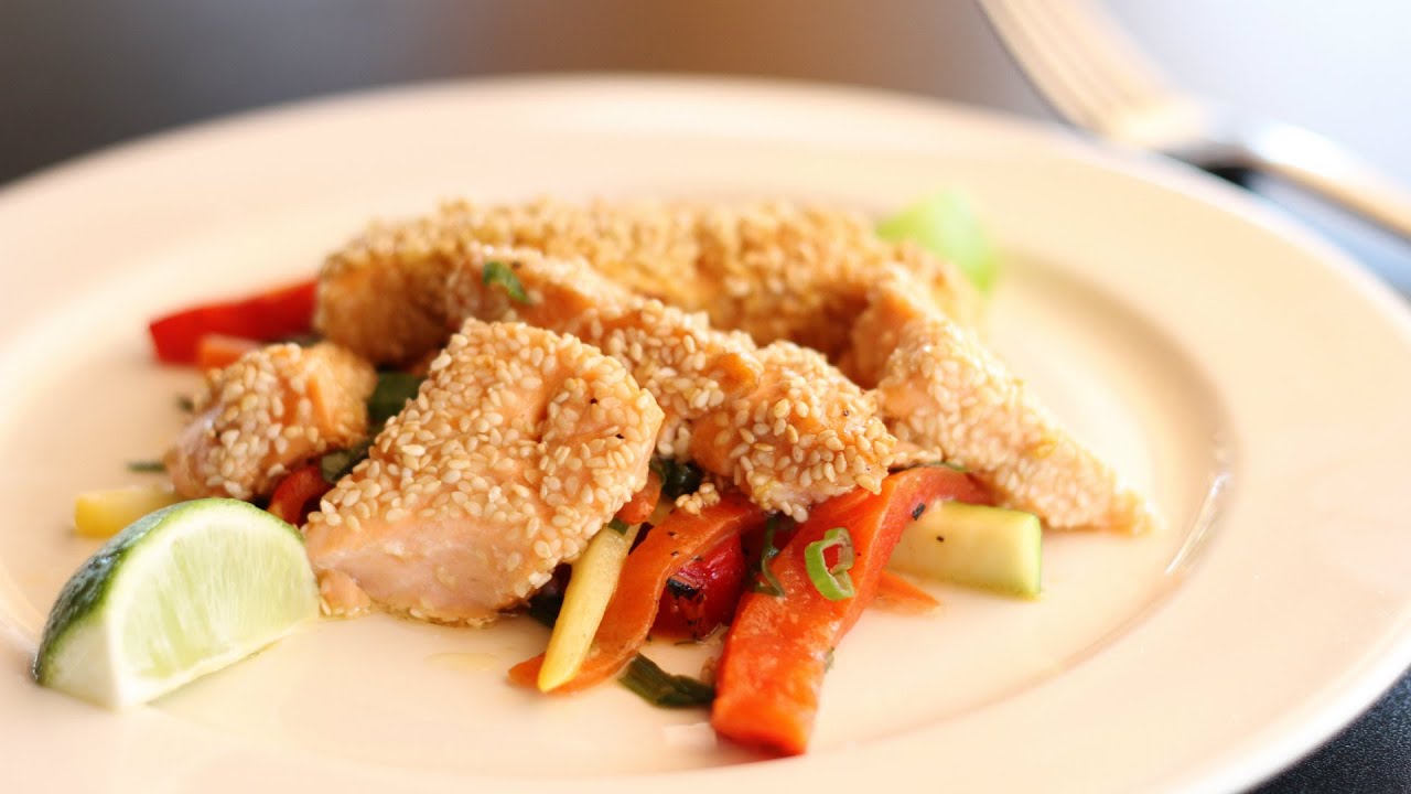 Sesame Seed Crusted Salmon Fish Sticks Recipe! YouTube
