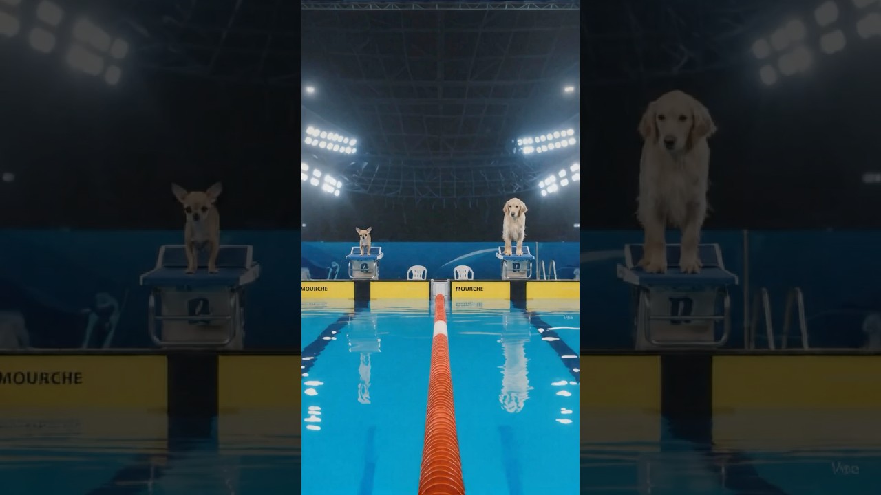 Golden Retriever vs. Chihuahua Swim Race!