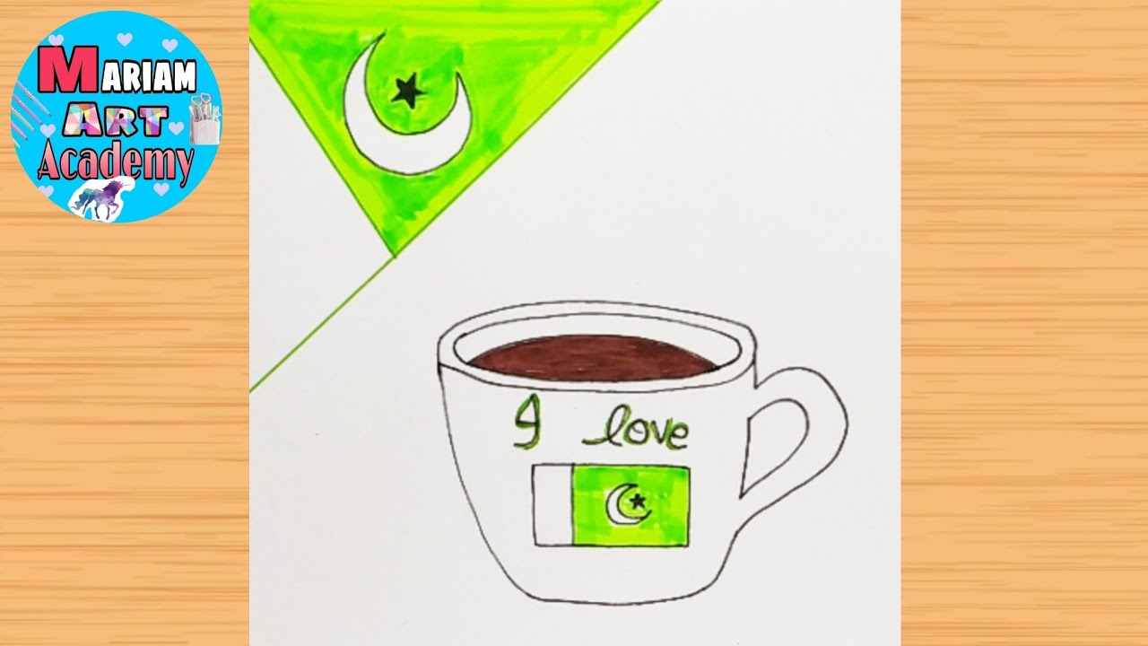 Pakistan Independence Day Drawing easy | 14 August Drawing | Azadi Drawing