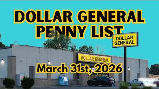 Dollar General Penny List March 31 2026