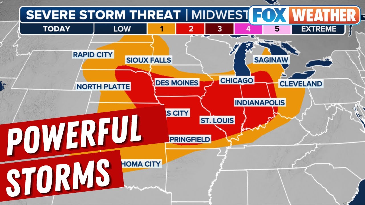 Powerful Storms Take Aim At Midwest Again On Tuesday - YouTube