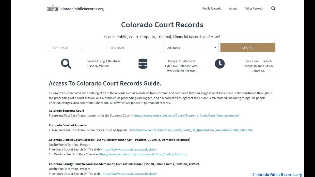 Colorado Court Records (Public Search By Name / Case) YouTube