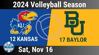 2024 Nov 16 - Volleyball - 12 Kansas vs 17 Baylor - 2024 Volleyball Season - 20241116