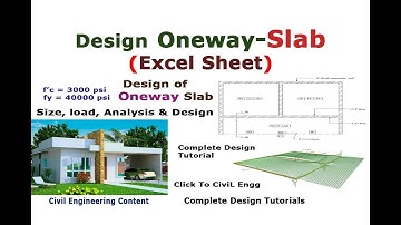 Oneway Slab Design by using excel Sheets| Design Excel Sheets | Civil Engineering Content |
