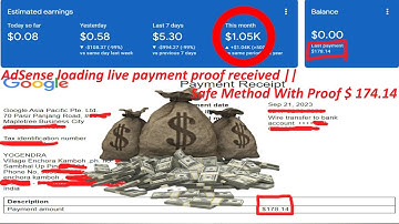 AdSense loading live payment proof received || Safe Method With Proof $ 174.14