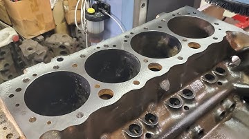 350 Chevy 4 Bolt Block Decking and Boring this Badly Worn and Rusted Engine Block.