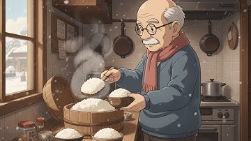A Quiet Winter Supper With Grandpa  Warm Rice, Gentle Smiles in Peaceful House  Ghibli-style Video