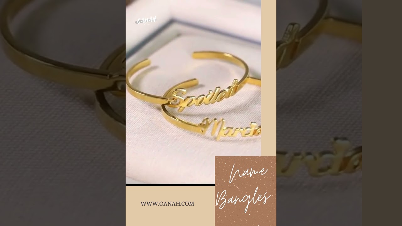 Gold Name Bangle on OANAH.COM
