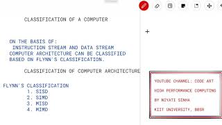 HPCA 10 | Flynn's Classification, Classification of a Computer | High Performance Computing