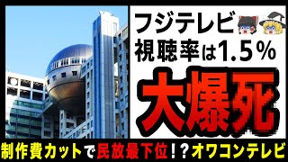 【ゆっくり解説】フジテレビ超豪華ドラマのコア視聴率1.5％で大爆死！？オワコン化が止まらない…