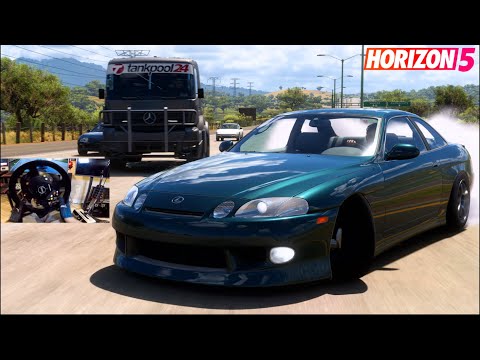 Forza Horizon 5 w/Wheel - NEW Parking LOT! Lexus SC300 Drift Build Skill Score Challenge +