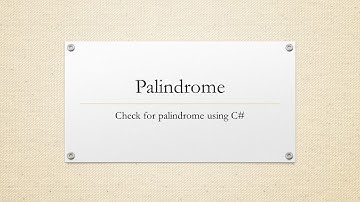 Check Palindrome using C#