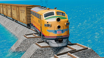 Elusive Colorful Train Vs Double Wavy Impossible Weird Rail Tracks Crossing Deepwater | BeamNG.drive