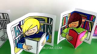 pop up card: IN THE LIBRARY