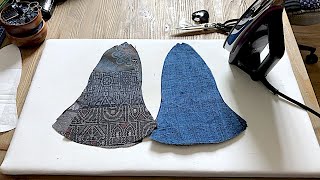 古布で帽子を作る☺︎ 大島紬✂️藍染麻生地 チューリップハット