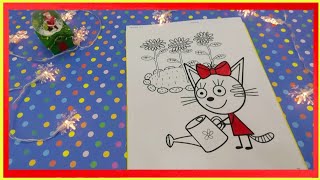 КАРАМЕЛЬКА Три Кота рисунок раскраска для детей Cat Drawing Coloring