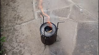 Wood scrap stove with support