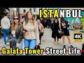 Istanbul Turkey 2026 4K Walking Tour Galata Tower Crowded Streets Cafes Real City Life 