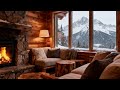 Relaxing Winter Jazz 🎷 Fireplace Mood &amp; Soft Snowfall