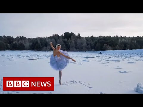 Russian ballerina dances Swan Lake on ice in protest - BBC News