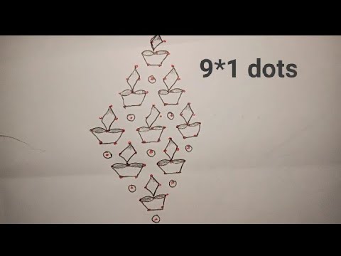 morning deepam rangoli design// 9to1 dots//kolam design muggulu ...