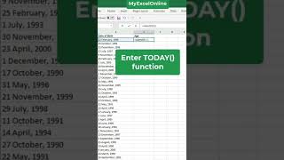 Compute Age in Excel 👍 #shorts #myexcelonline #excel #msexcel