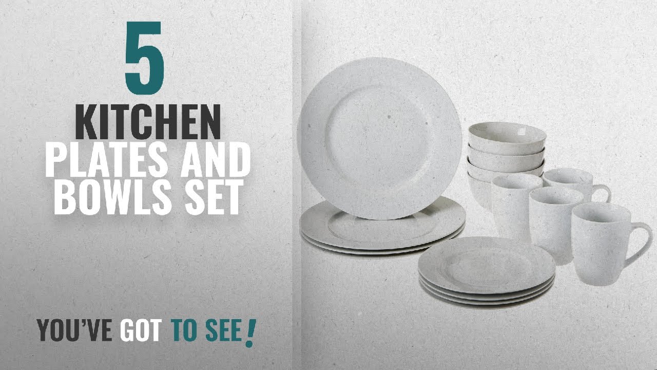 Best Kitchen Plates And Bowls Set [2018]: AmazonBasics 16-Piece Dinnerware Set, Service for 4