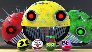 Robot Pacman vs Cartoon Cat vs Ms-Pacman vs Scary Pacman is a Rehearsal to go to Lava Monster Pacman