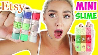 MIXING ALL MY MINI ETSY SLIMES INTO A MINI SLIME SMOOTHIE! Awesome Clear Slime Pallet!