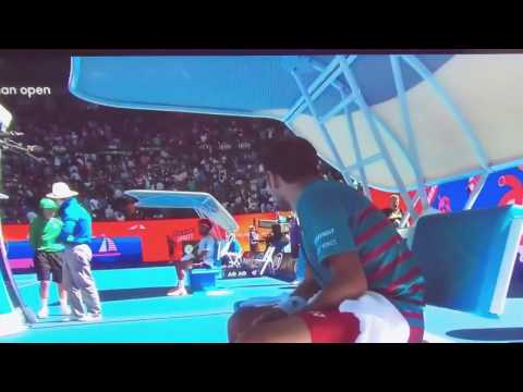 Wawrinka and Tsonga arguing QF AO 2017