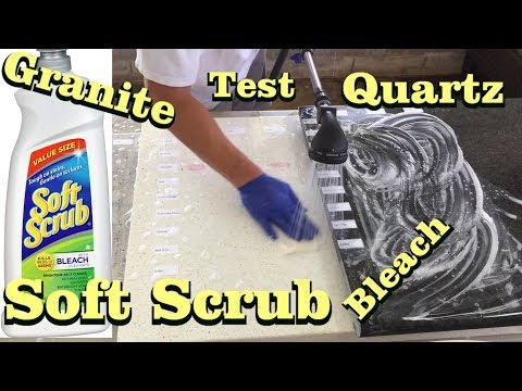 Granite, Quartz Countertop Stain Removal using Soft Scrub with Bleach Cleaning Test, How to, DIY