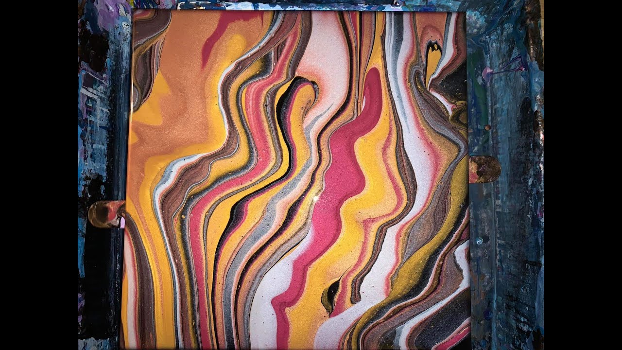 Beautiful Ribbon Pour Using Arteza Pre mixed Pouring Acrylic Paints